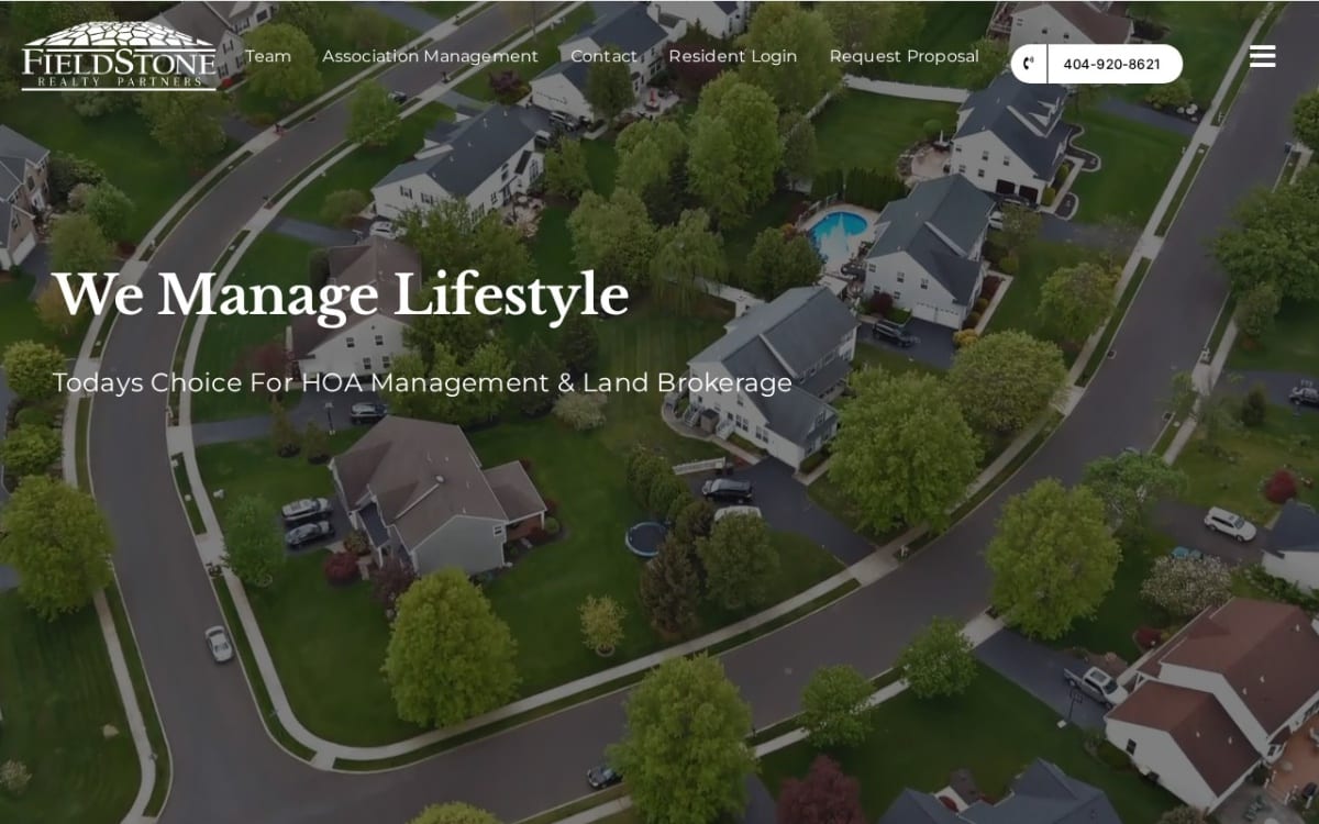Fieldstone Association Management property management company website homepage
