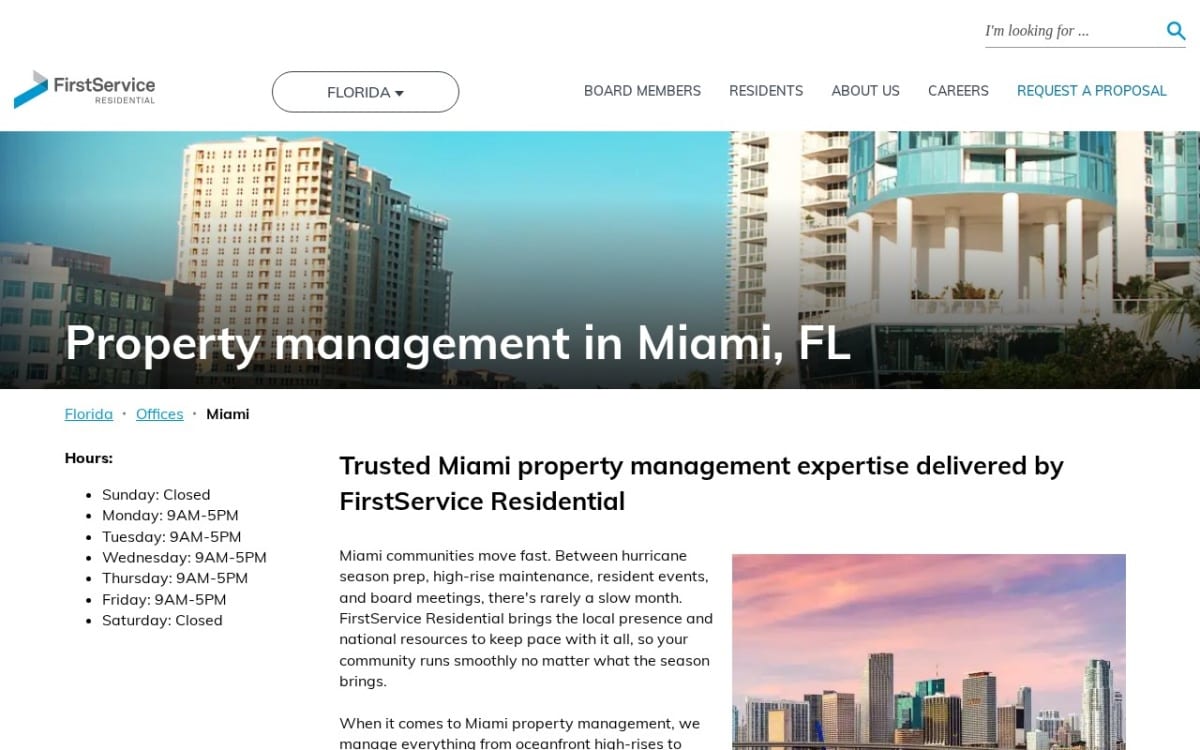 FirstService Residential Miami property management company website homepage