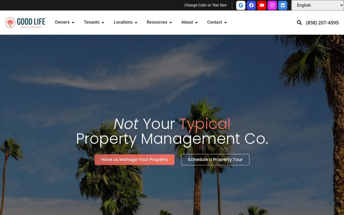 Good Life Property Management | San Diego, CA property management company website homepage