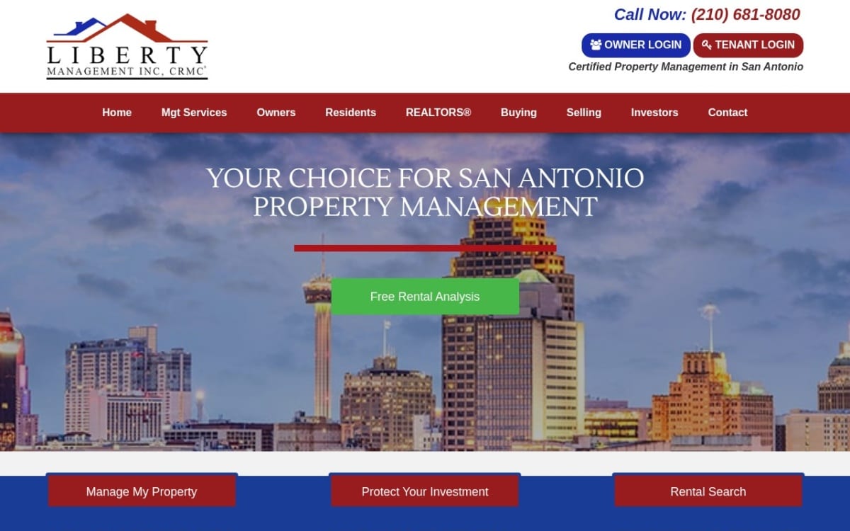 Liberty Management, Inc. property management company website homepage
