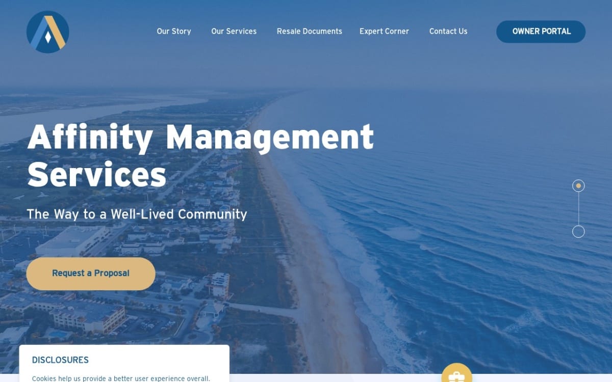 Affinity Management Services property management company website homepage