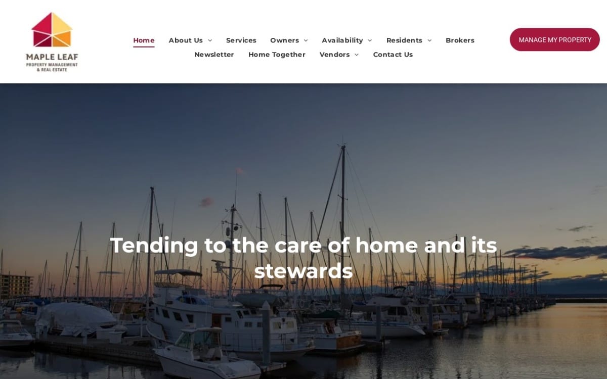 Maple Leaf Property Management property management company website homepage