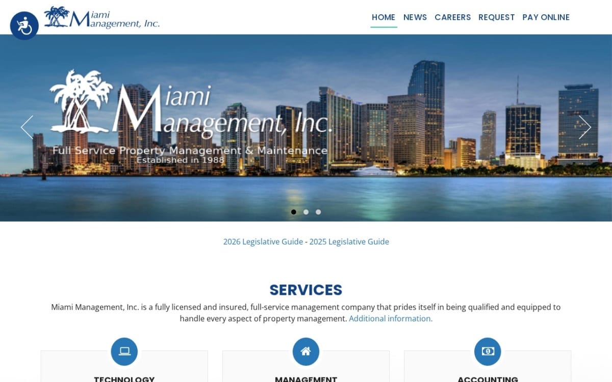 Miami Management Inc property management company website homepage