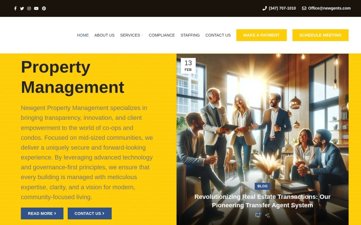 Newgent Property Management property management company website homepage