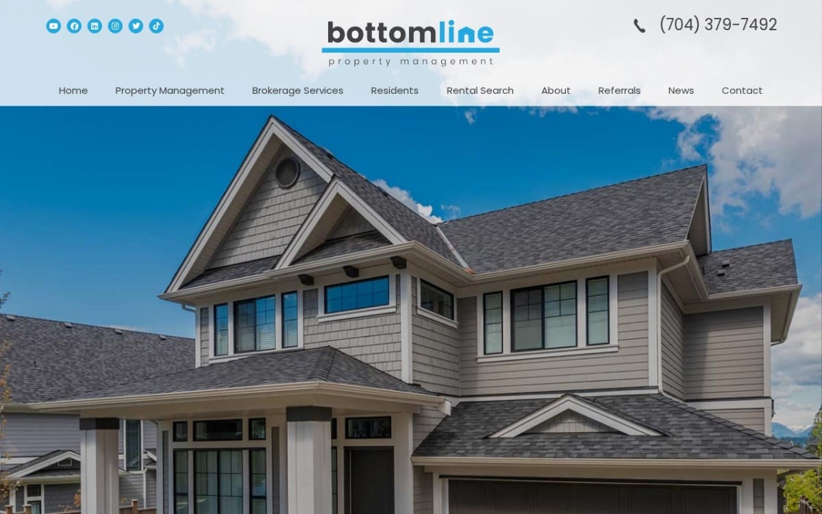 Bottom Line Property Management property management company website homepage