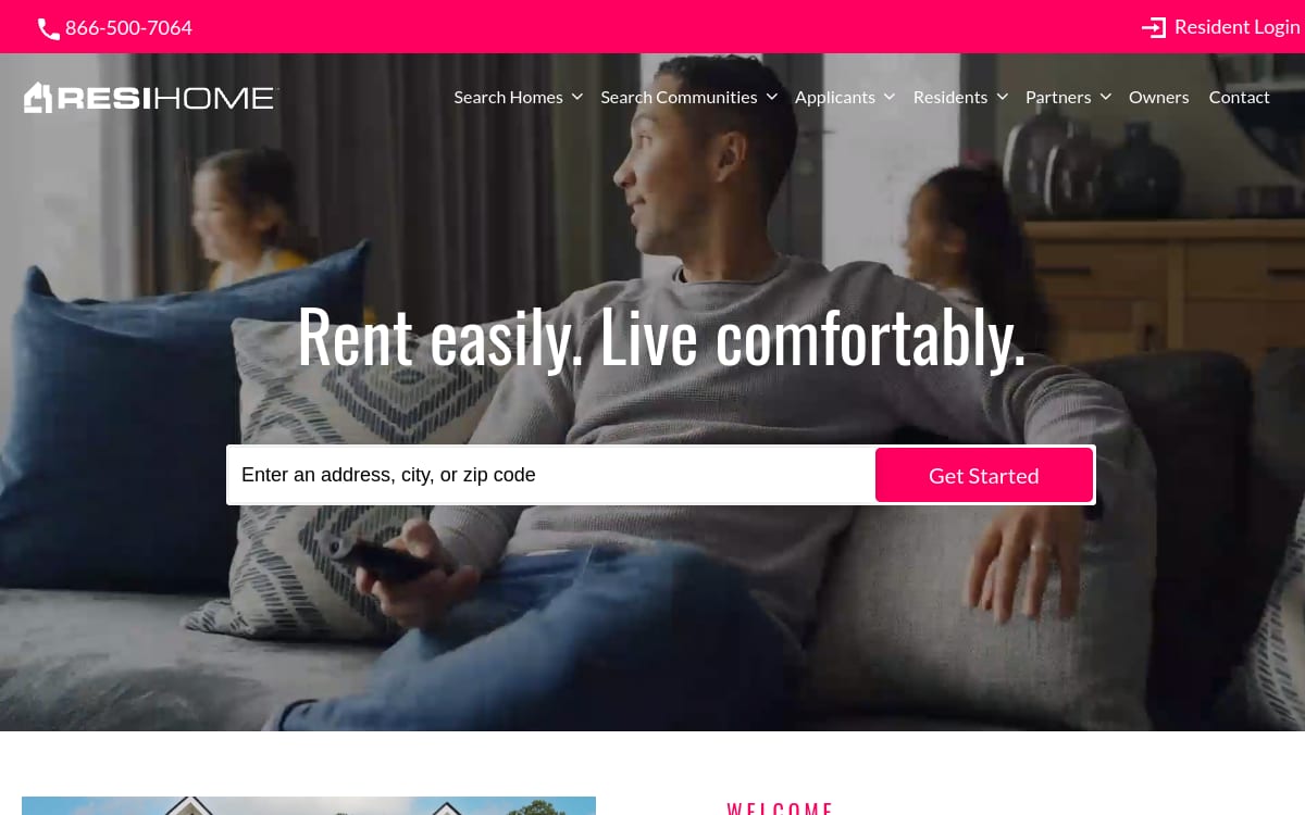 ResiHome property management company website homepage