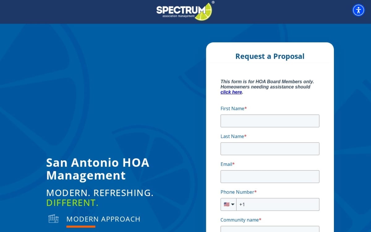 Spectrum Association Management property management company website homepage