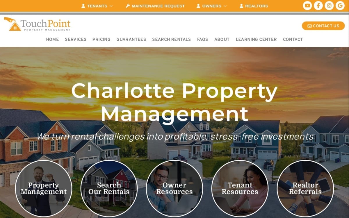 TouchPoint Property Management property management company website homepage