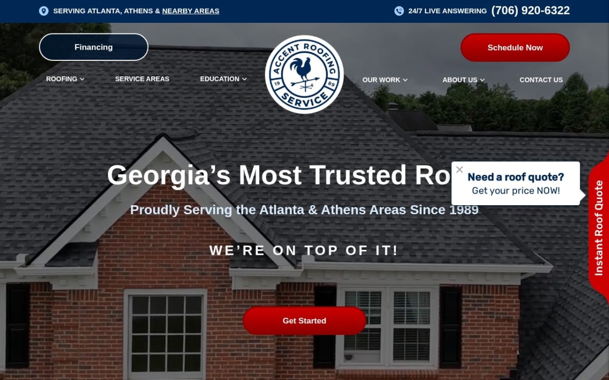 Accent Roofing Service roofing website homepage
