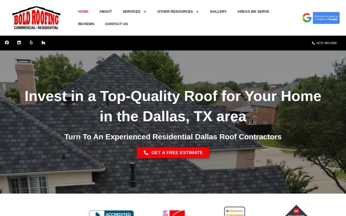 Bold Roofing - DFW's Best Roofing Contractor roofing website homepage