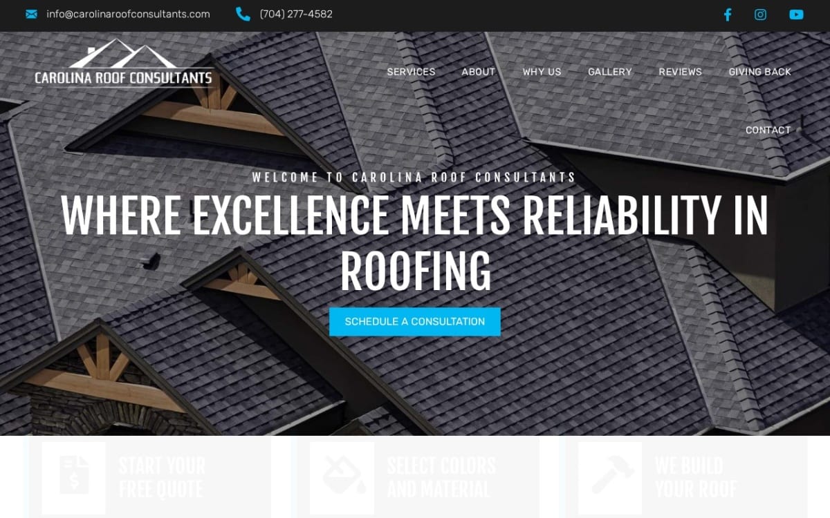 Carolina Roof Consultants roofing website homepage