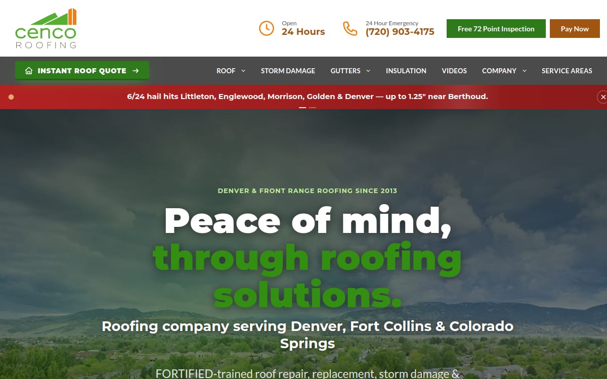 Cenco Roofing roofing website homepage