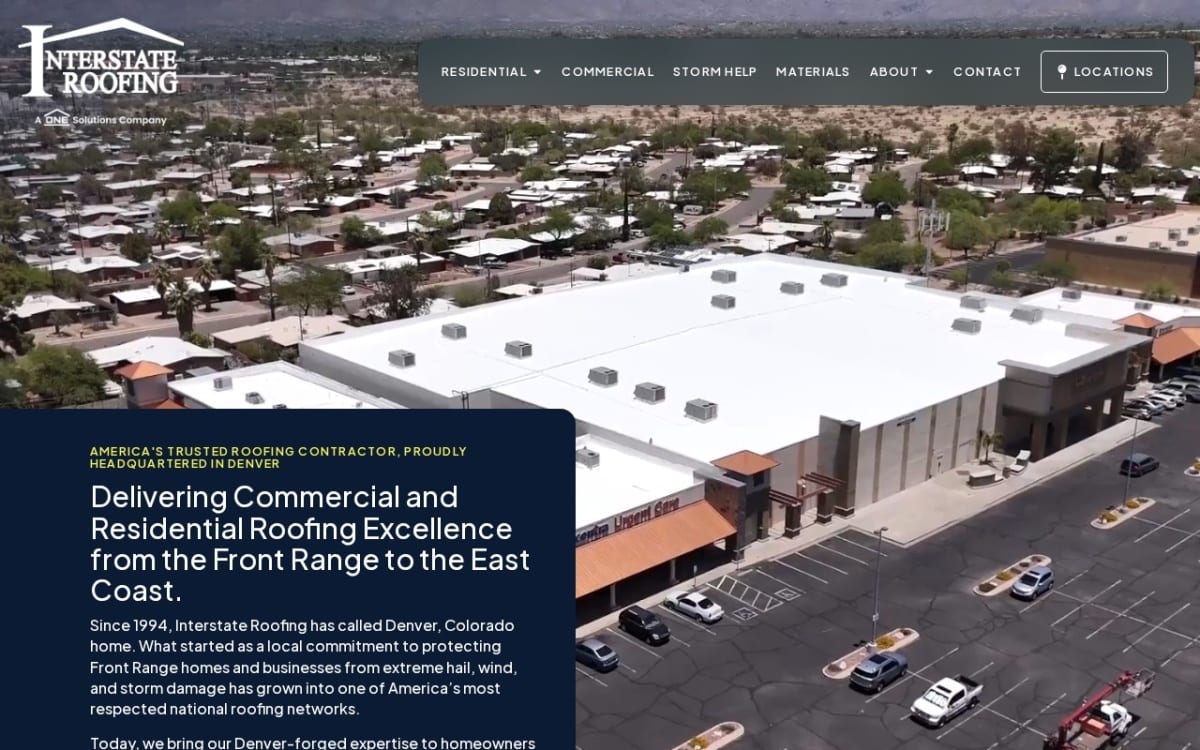 Interstate Roofing, Inc. roofing website homepage