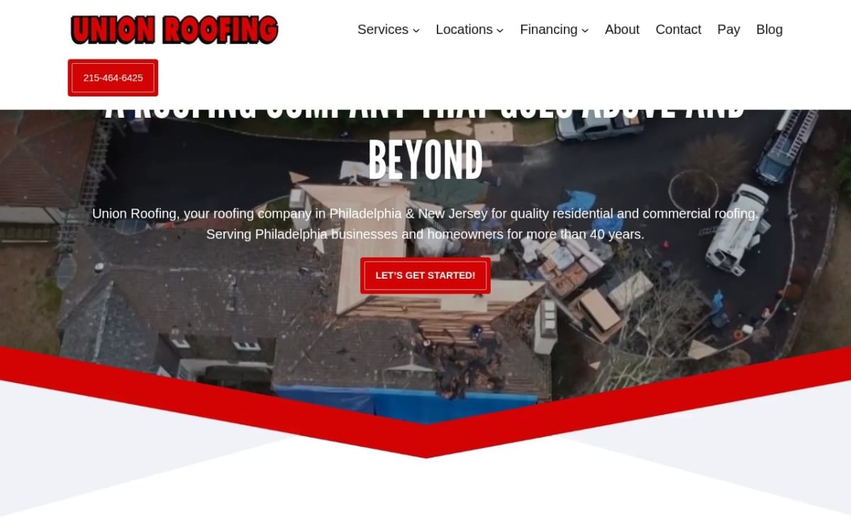 Union Roofing roofing website homepage