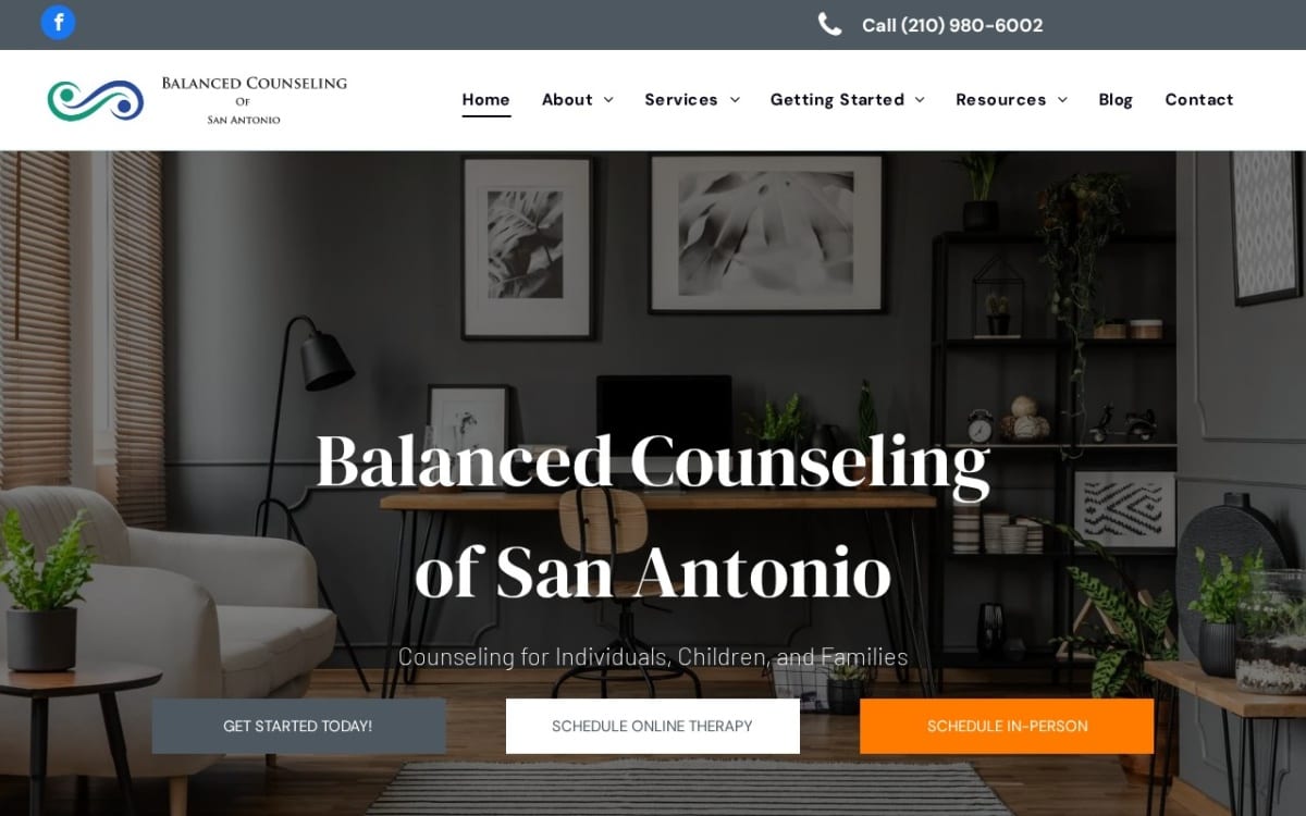 Balanced Counseling of San Antonio therapist website homepage