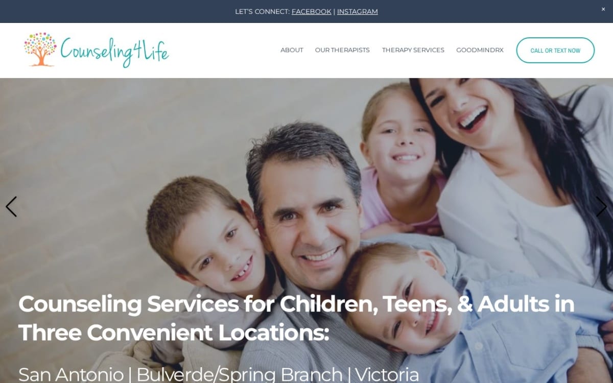Counseling4Life therapist website homepage
