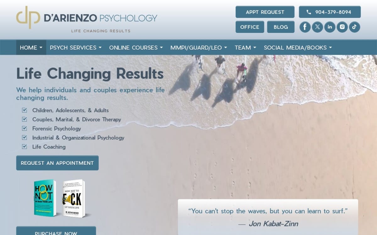 D'Arienzo Psychology therapist website homepage