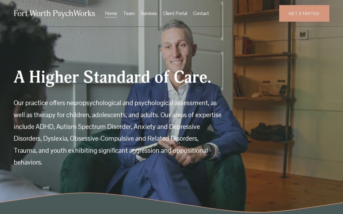 Fort Worth PsychWorks therapist website homepage