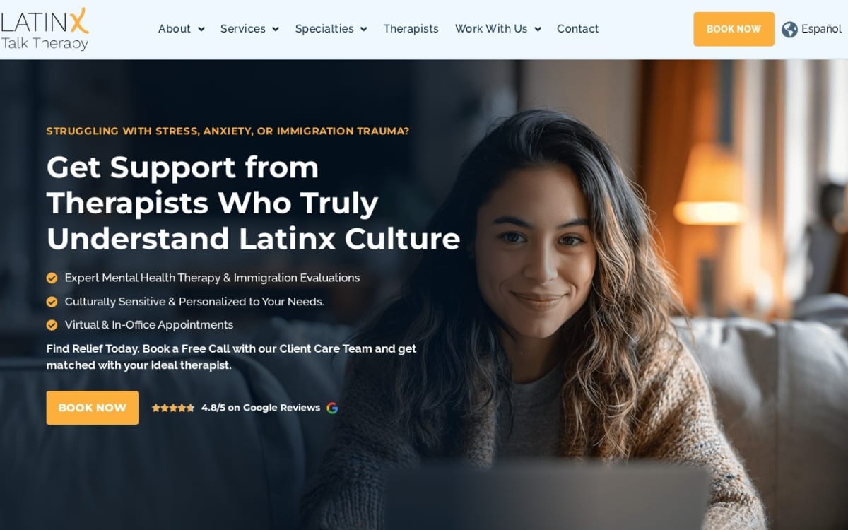 Latinx Talk Therapy therapist website homepage