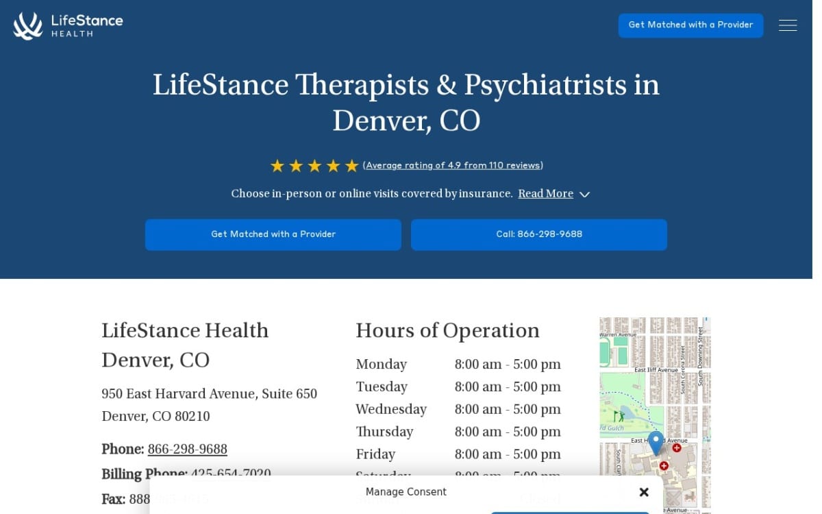 LifeStance Therapists & Psychiatrists Denver therapist website homepage