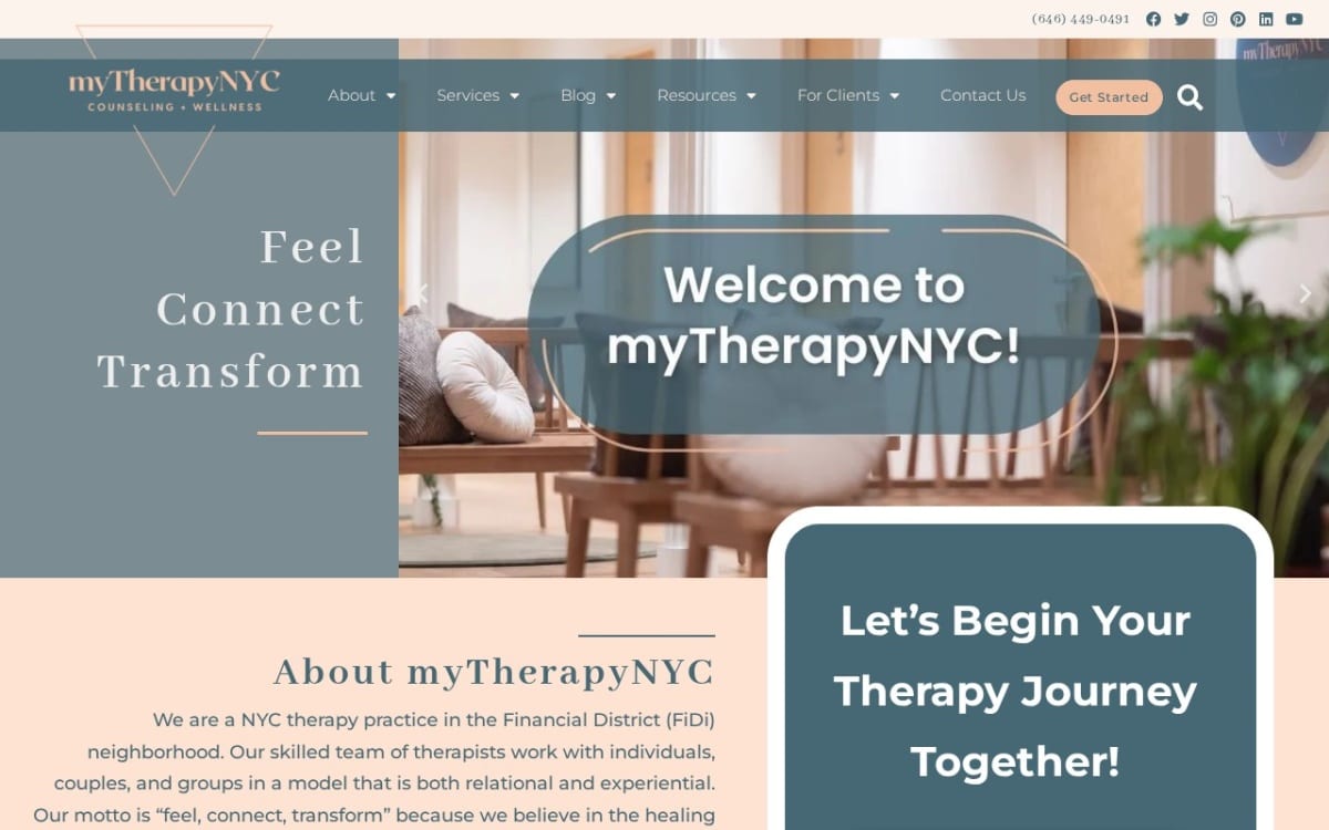 myTherapyNYC - Counseling & Wellness therapist website homepage