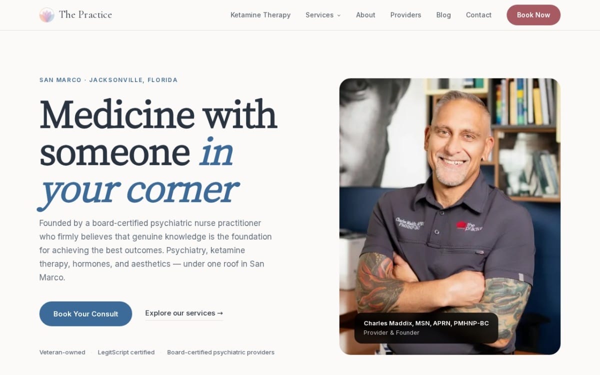 The Practice therapist website homepage