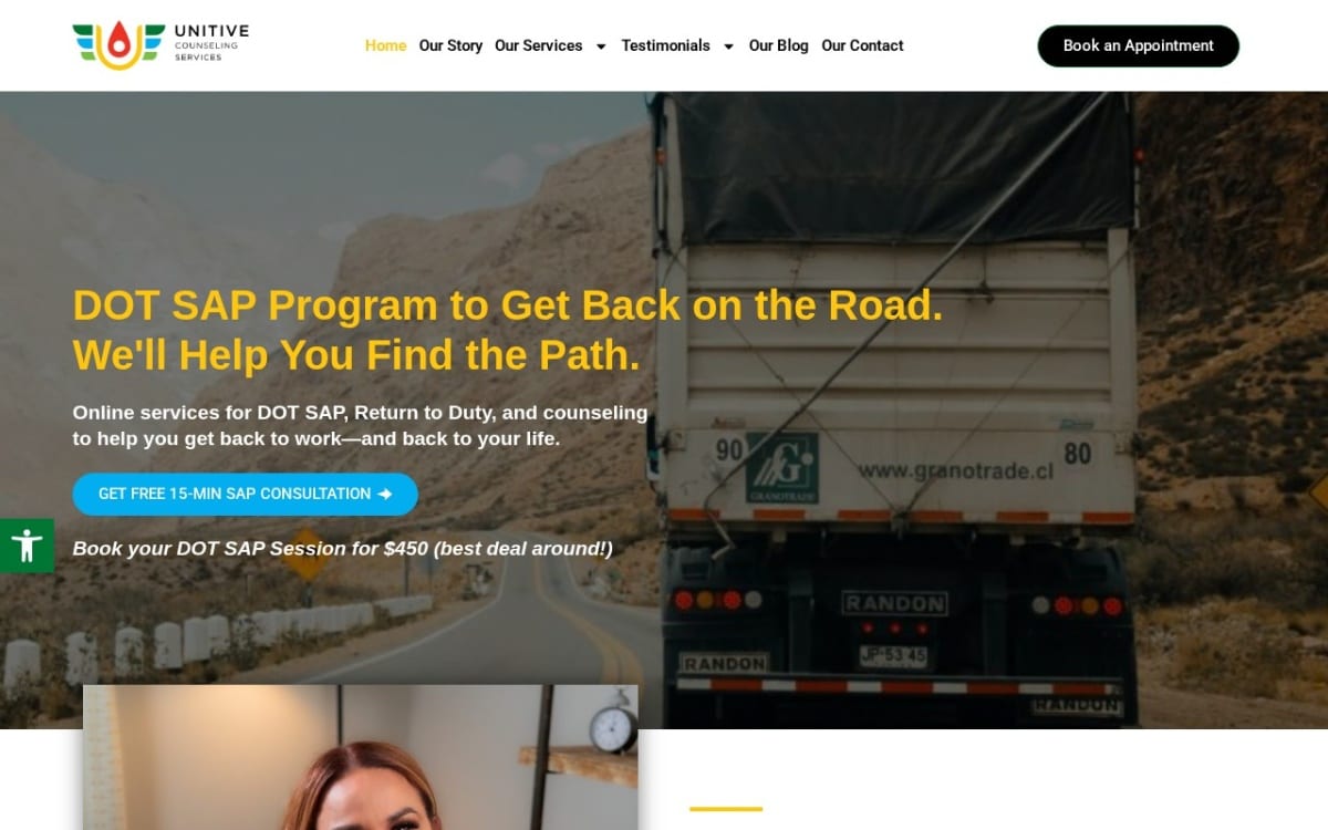 Unitive Counseling Services therapist website homepage