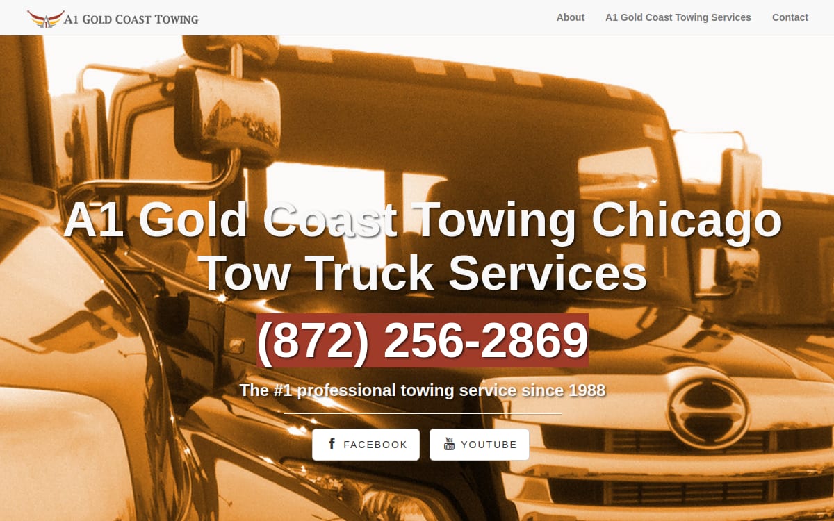 A1 Gold Coast Towing towing website homepage