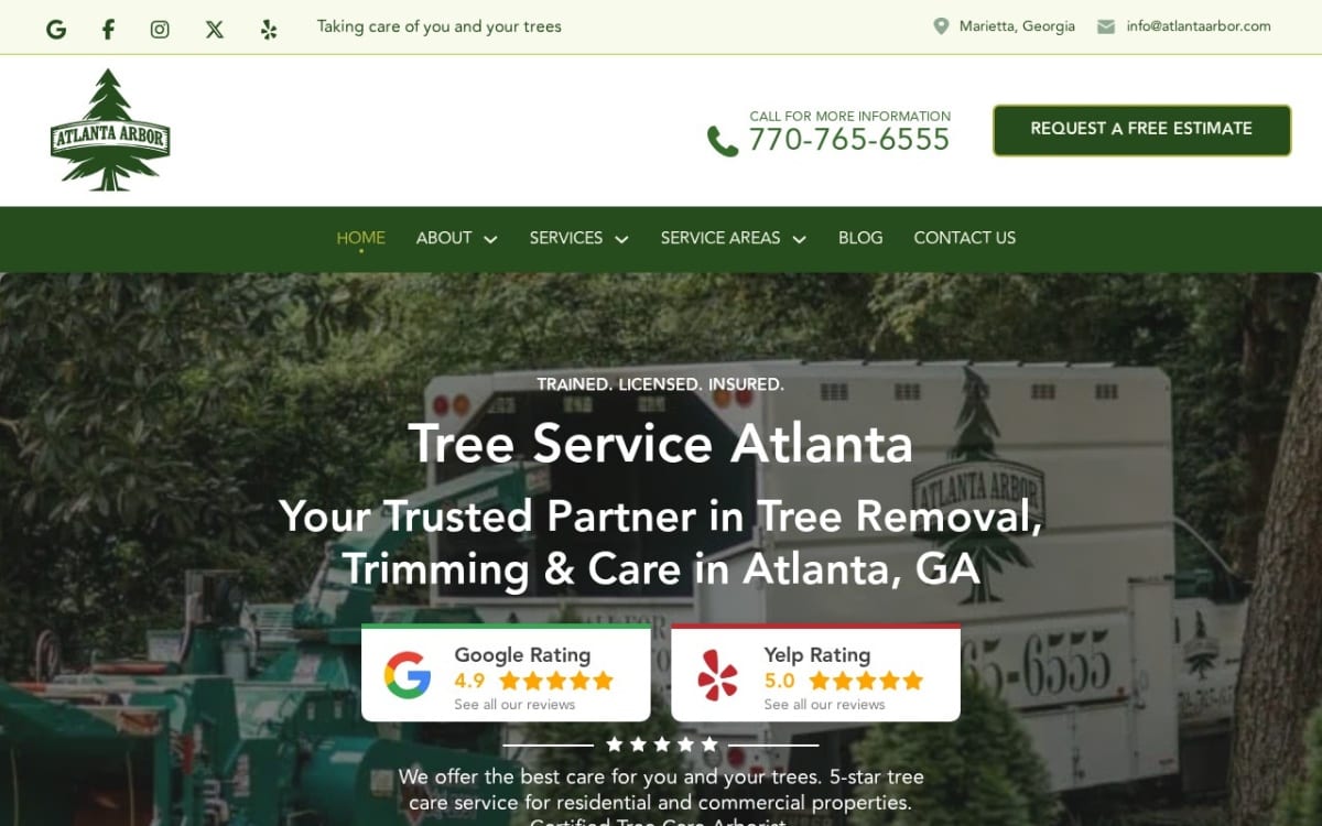 Atlanta Arbor Marietta Tree Service tree service website homepage