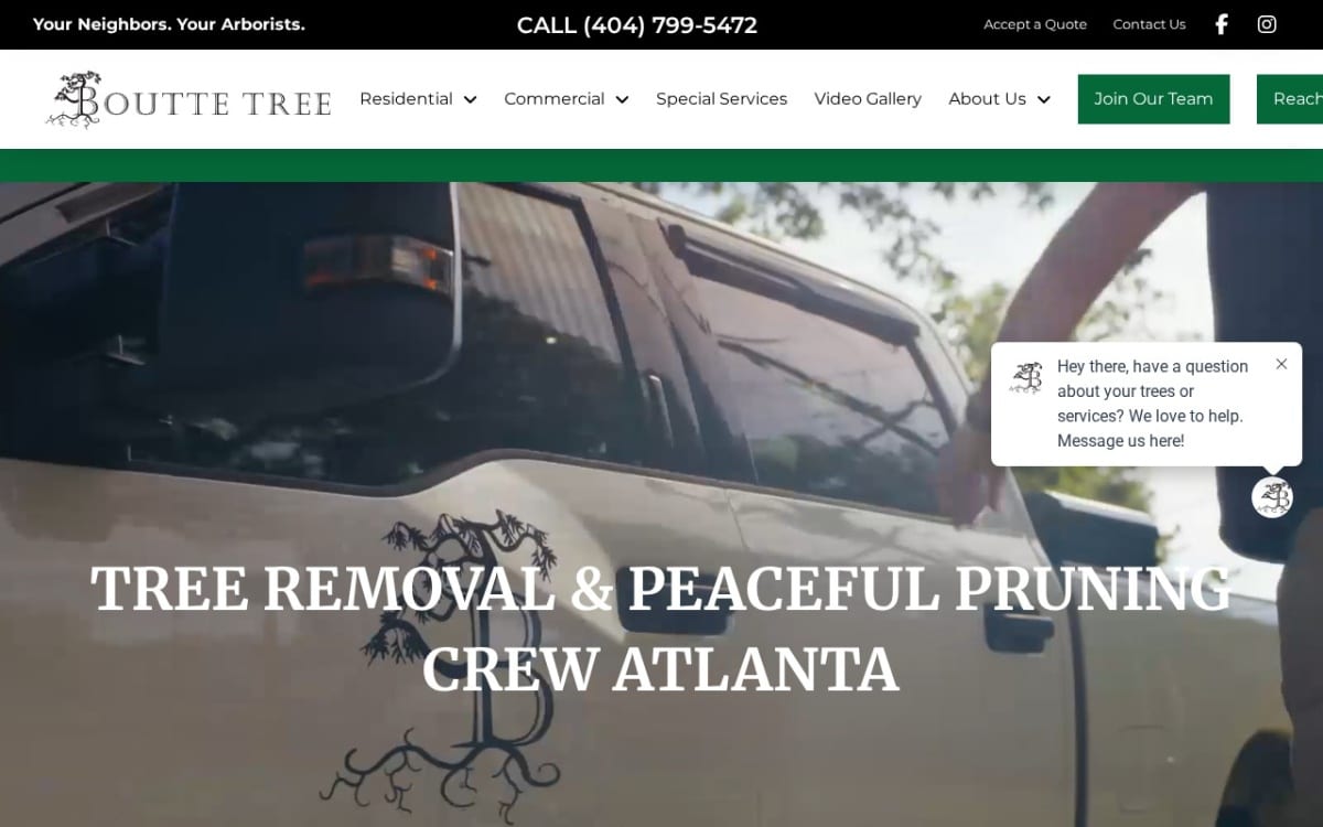 Boutte Tree, Inc. tree service website homepage