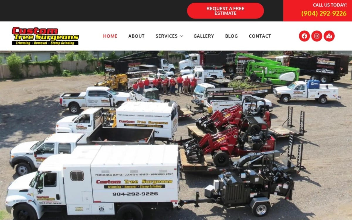 Custom Tree Surgeons tree service website homepage