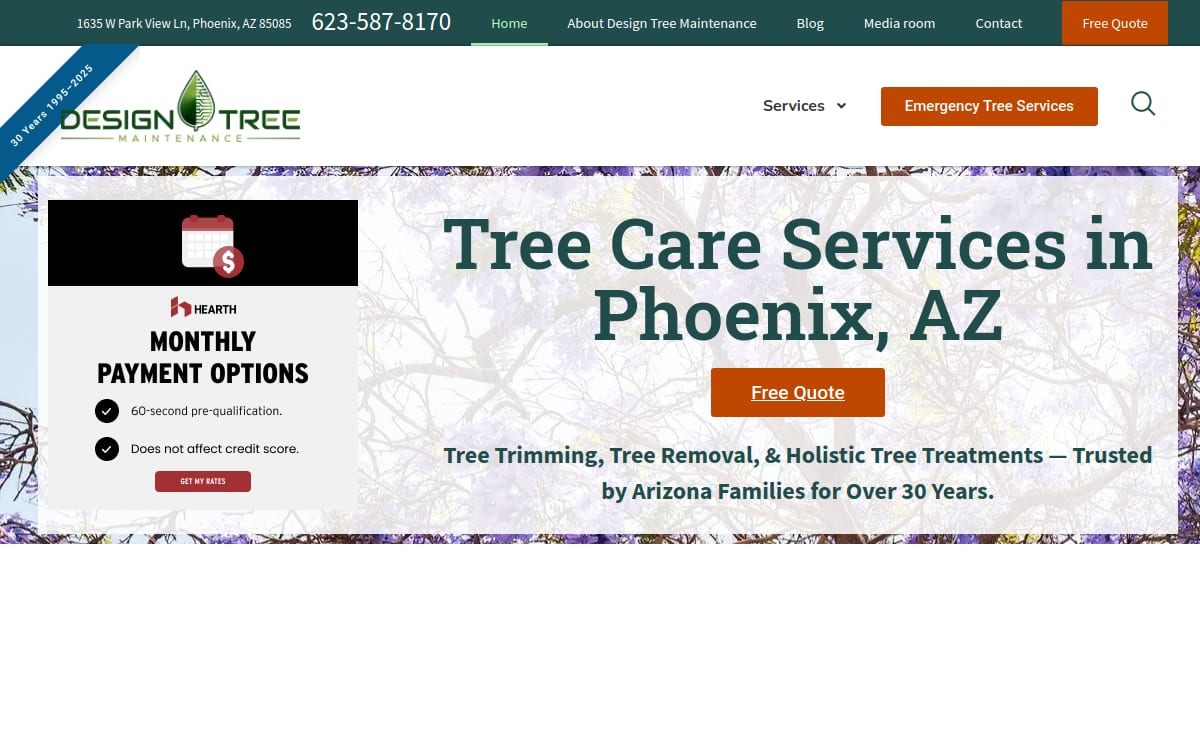 Design Tree Maintenance tree service website homepage