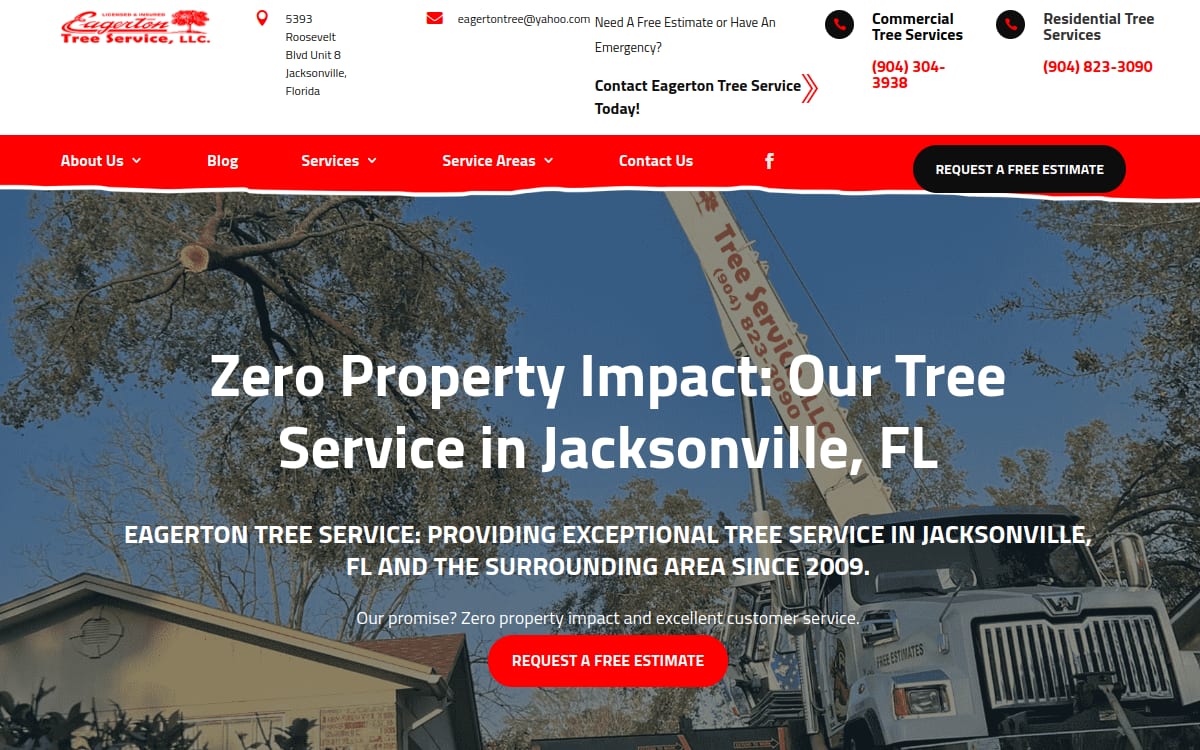 Eagerton Tree Service, LLC tree service website homepage