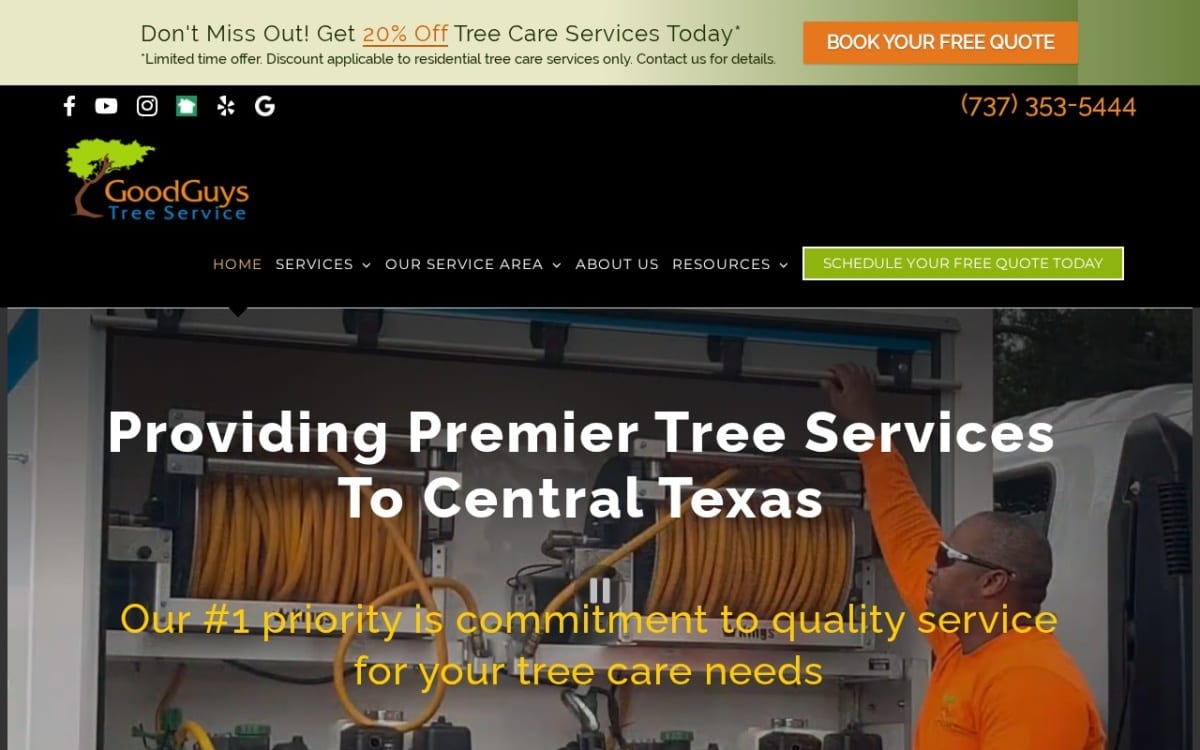 Good Guys Tree Service tree service website homepage