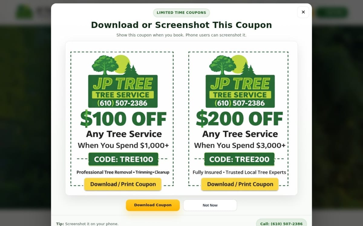 JP Tree Service tree service website homepage