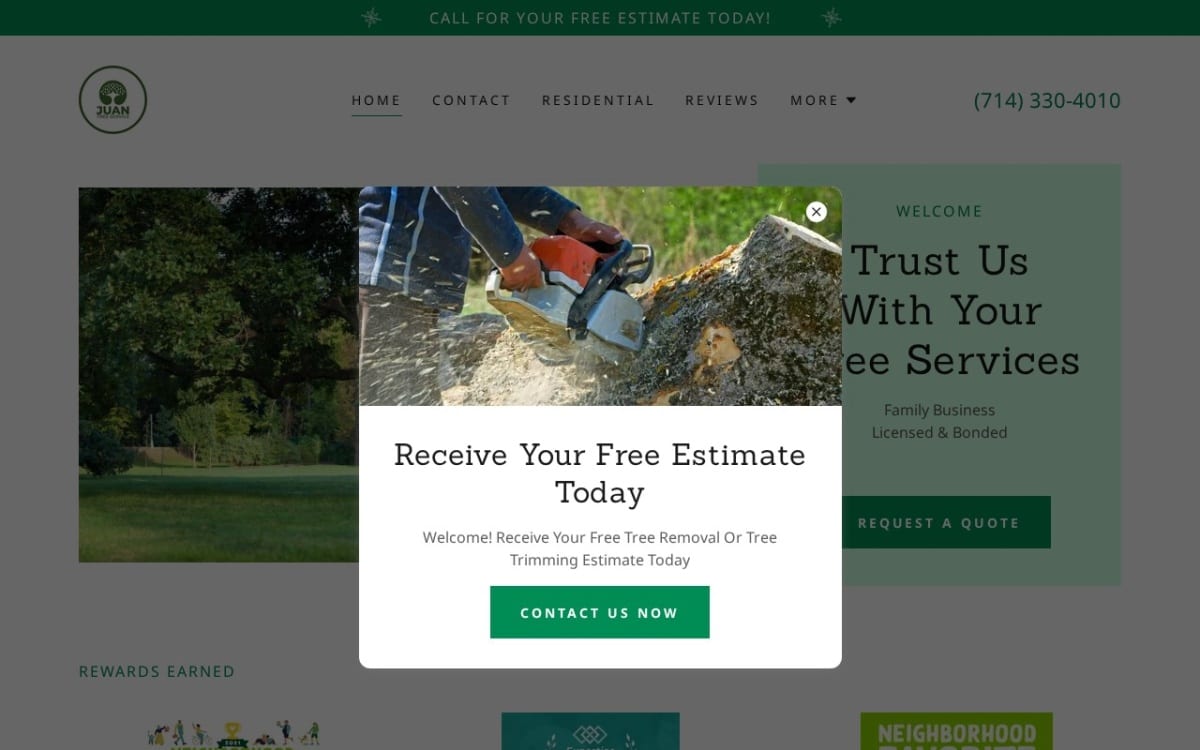 Juan Tree Service tree service website homepage
