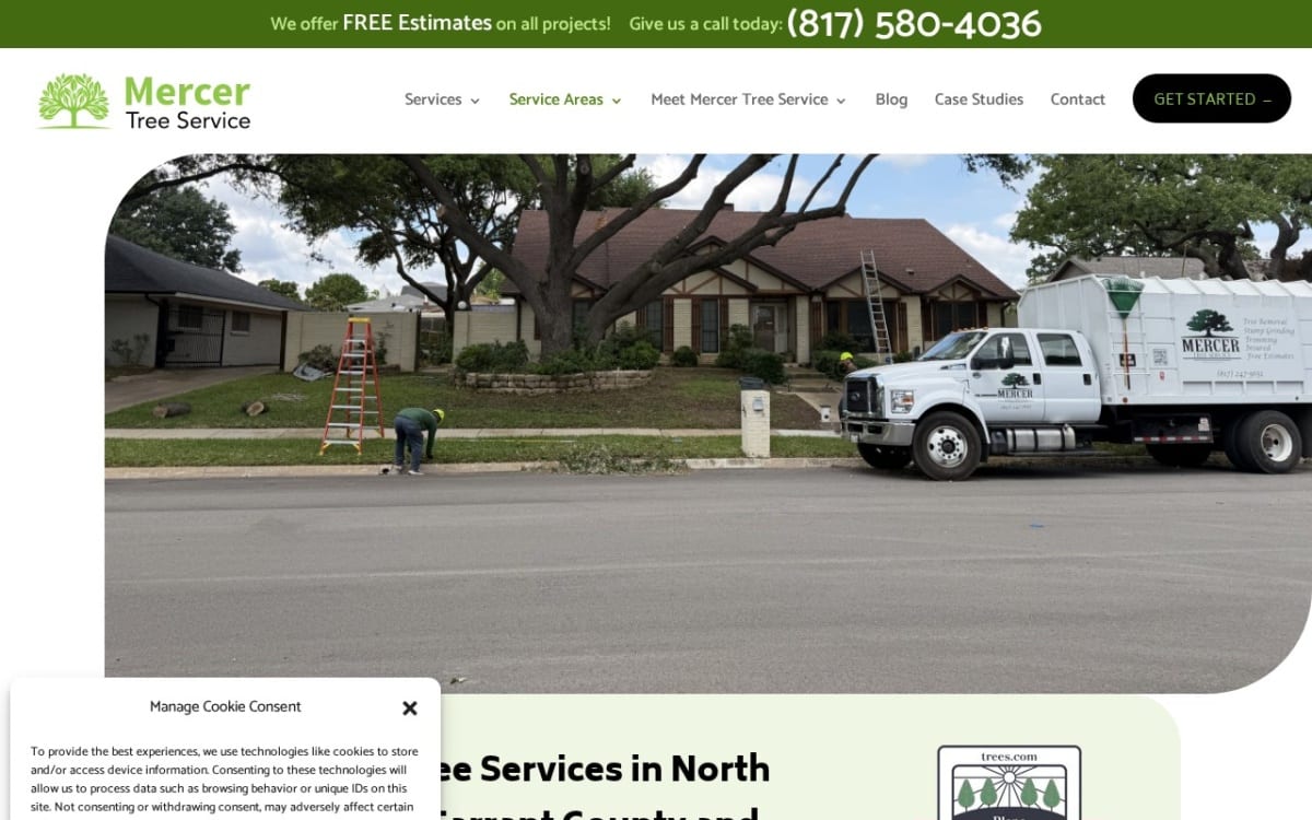 Mercer Tree Service tree service website homepage