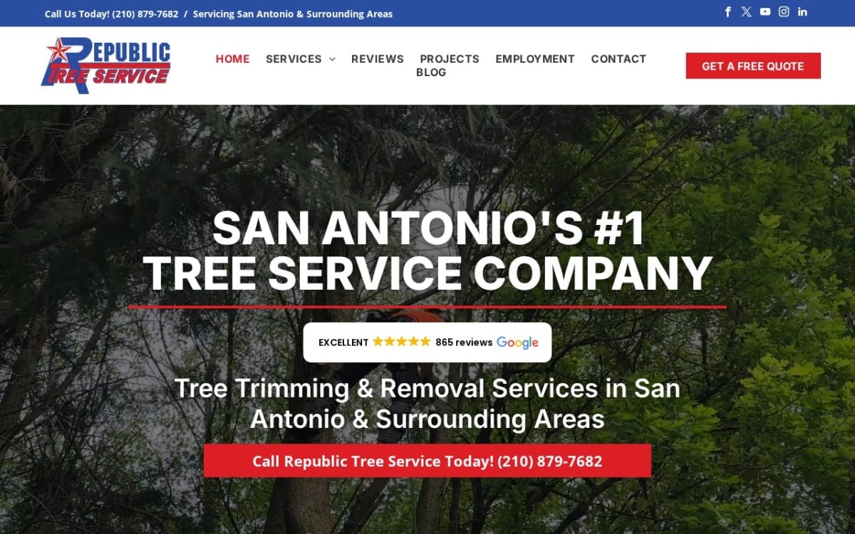 Republic Tree Service tree service website homepage