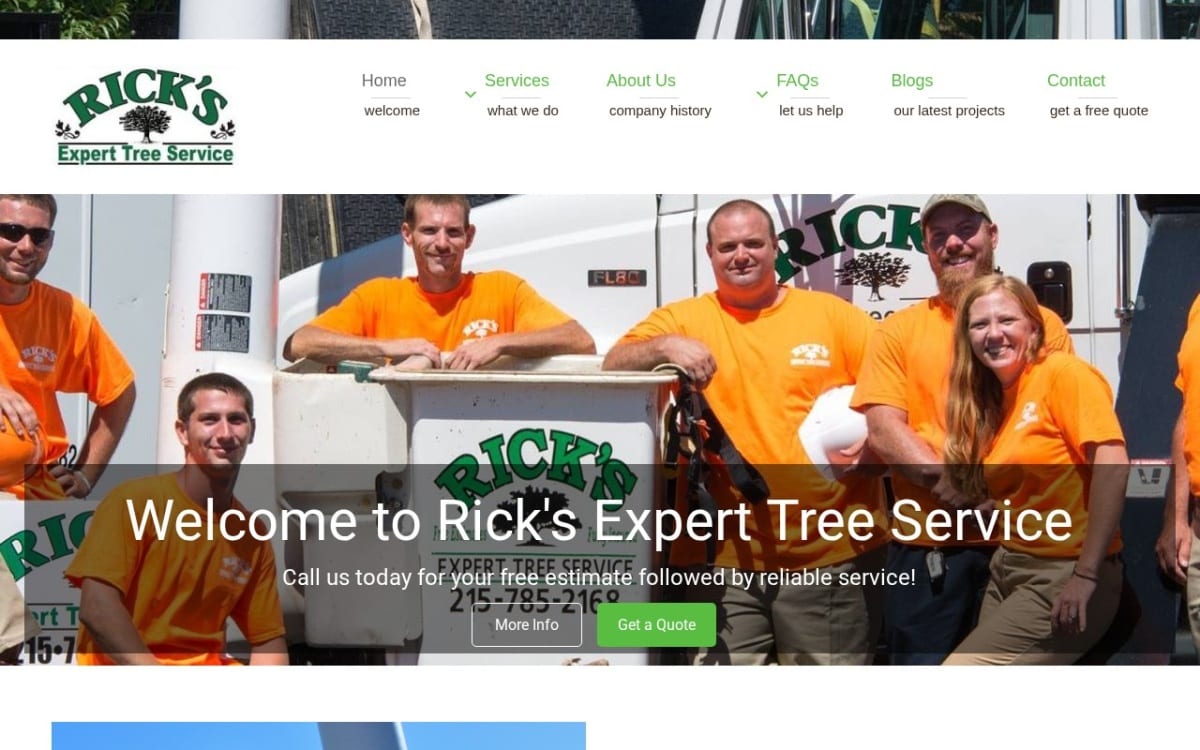 Rick's Expert Tree Service, Inc. tree service website homepage