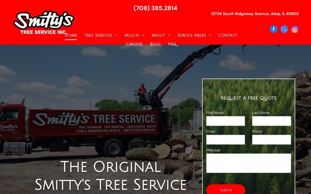 Smitty's Tree Service Inc. tree service website homepage