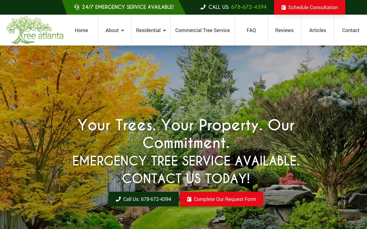 Tree Atlanta tree service website homepage