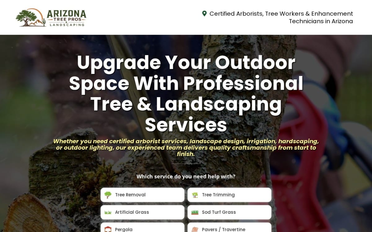Tree Pros tree service website homepage