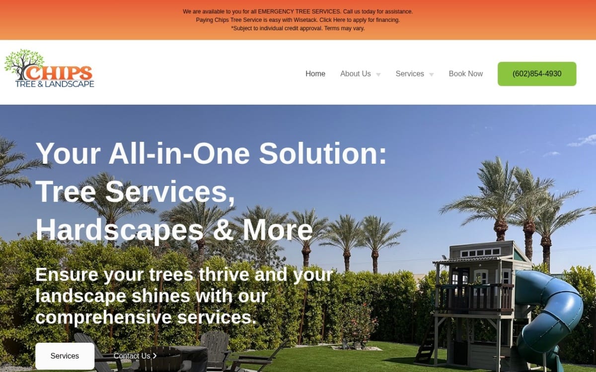 Chips Tree Service tree service website homepage