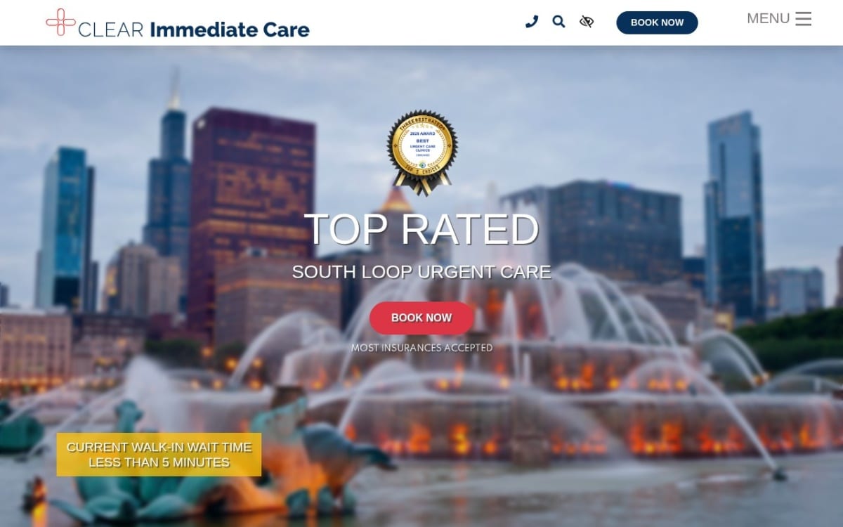 CLEAR Immediate Care urgent care clinic website homepage