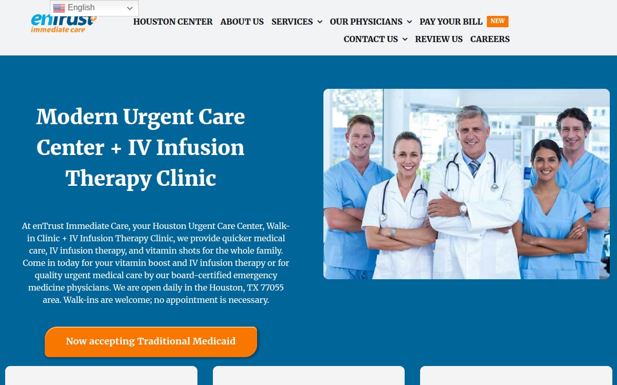 enTrust Urgent Care Center + IV Infusion Therapy Clinic urgent care clinic website homepage