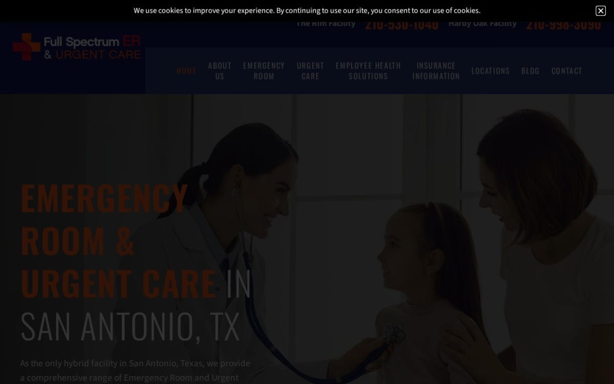 Full Spectrum Emergency Room and Urgent Care urgent care clinic website homepage
