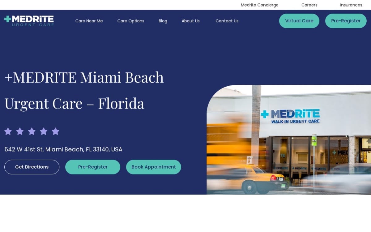 +MEDRITE Miami Beach Urgent Care - Florida urgent care clinic website homepage