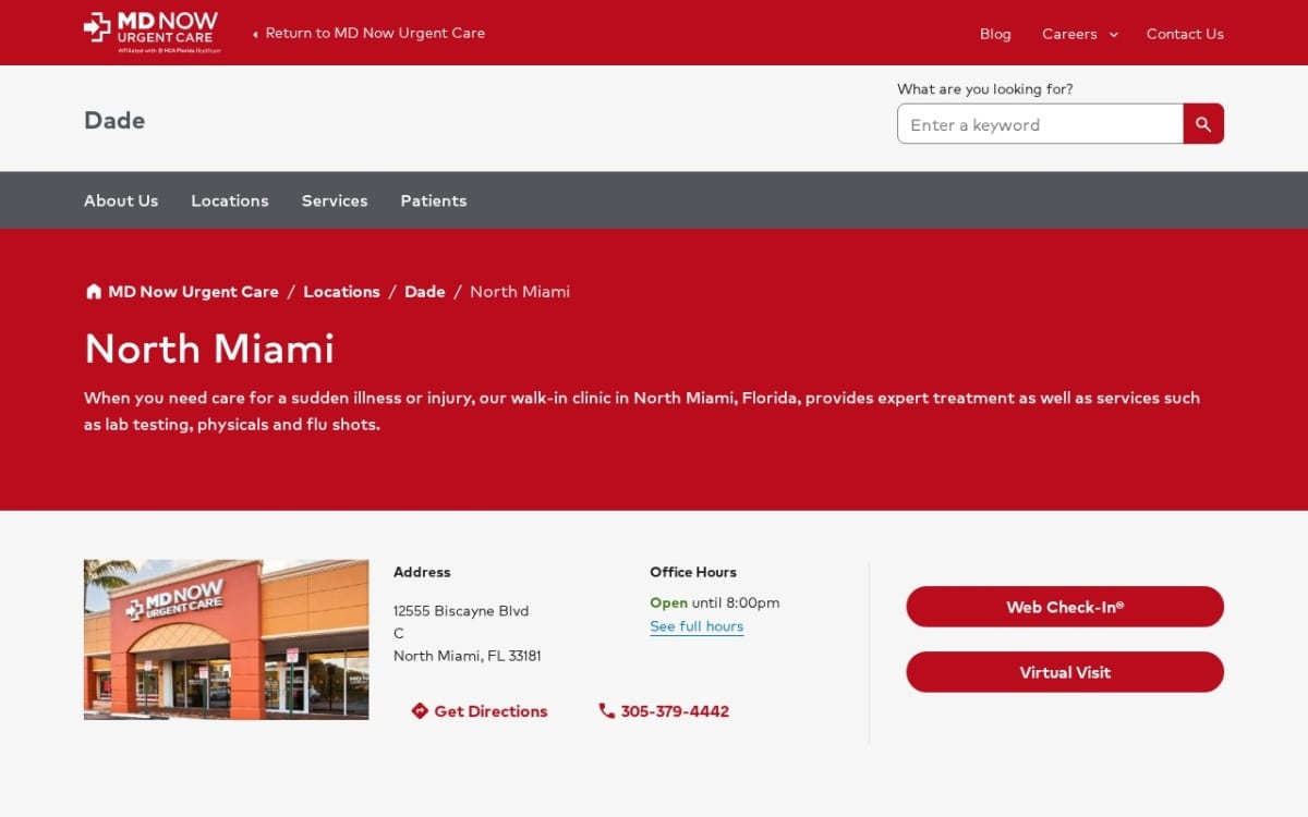 MD Now Urgent Care - North Miami urgent care clinic website homepage