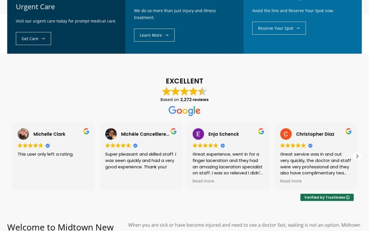 Midtown New York Doctors Urgent Care urgent care clinic website homepage