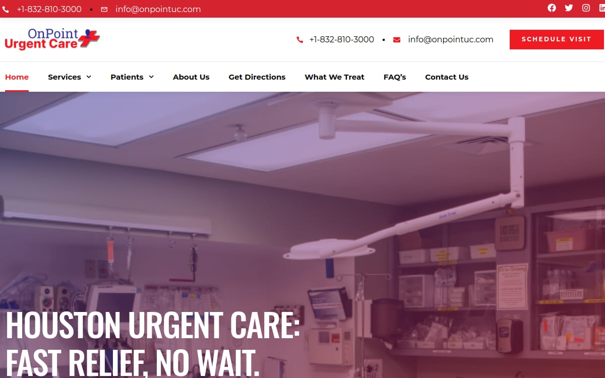 OnPoint Urgent Care urgent care clinic website homepage
